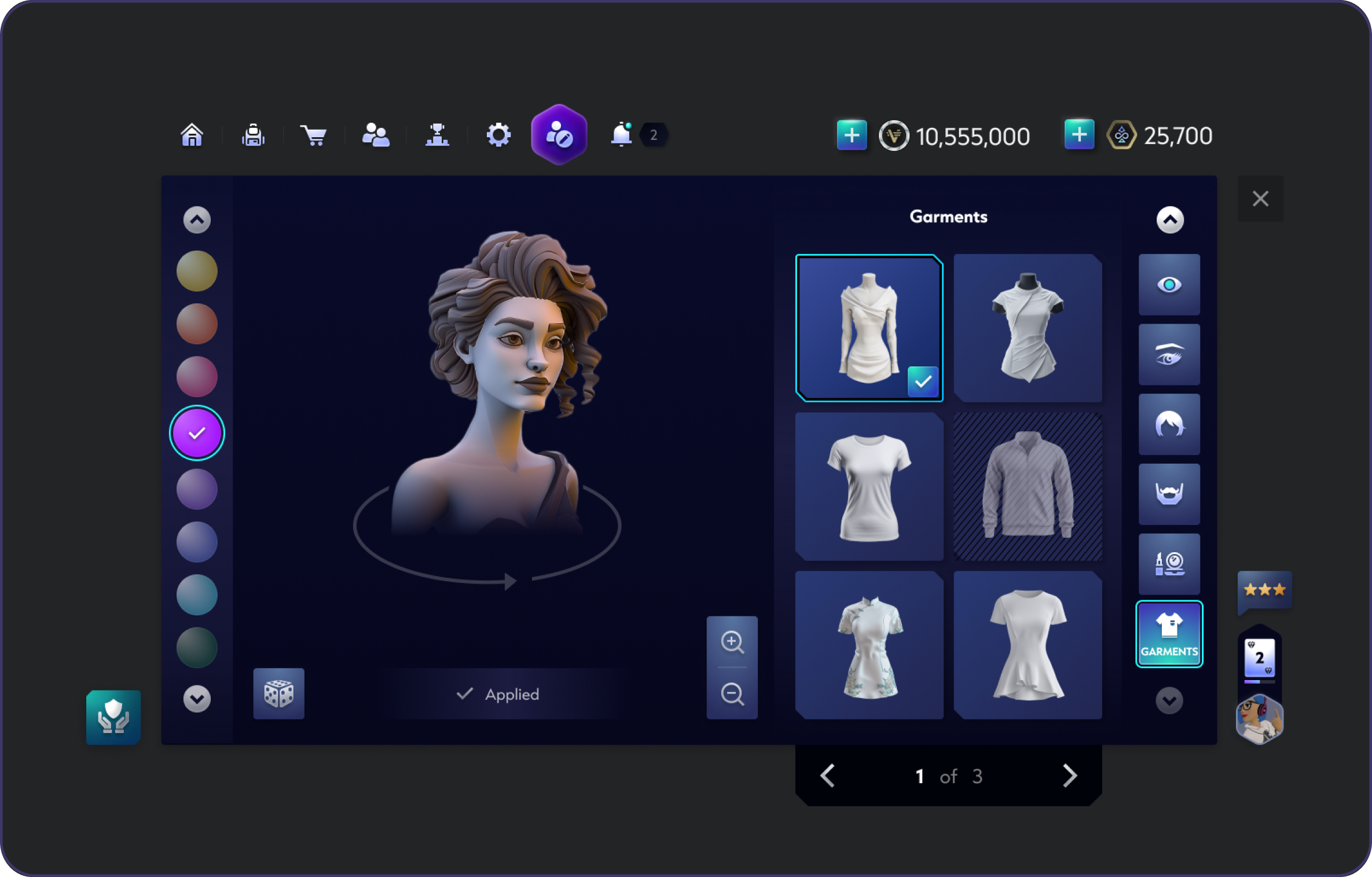 Avatar customization content categories and presets within the shared framework.