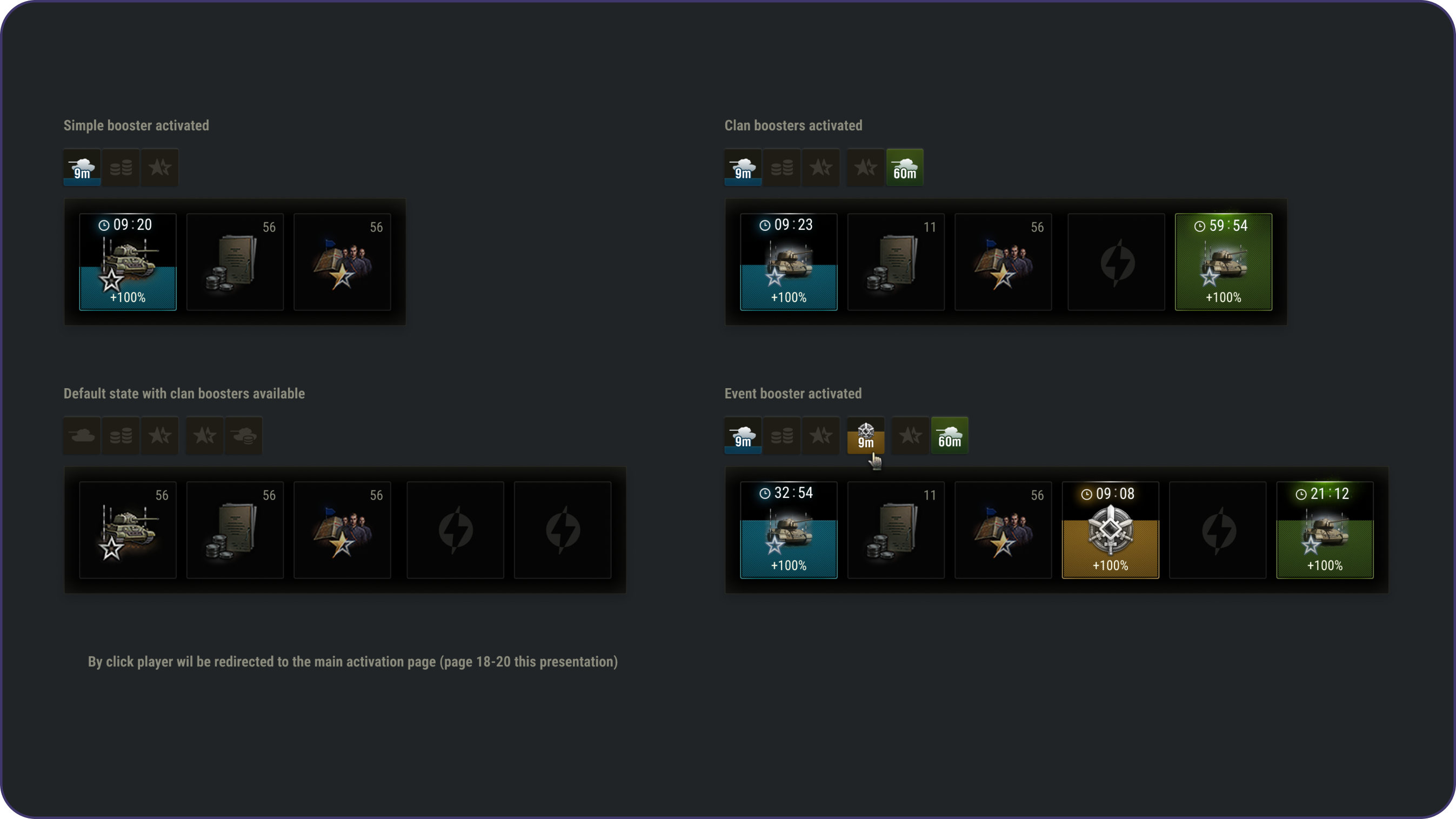 Hover State (Header) — World of Tanks Boosters redesign.
