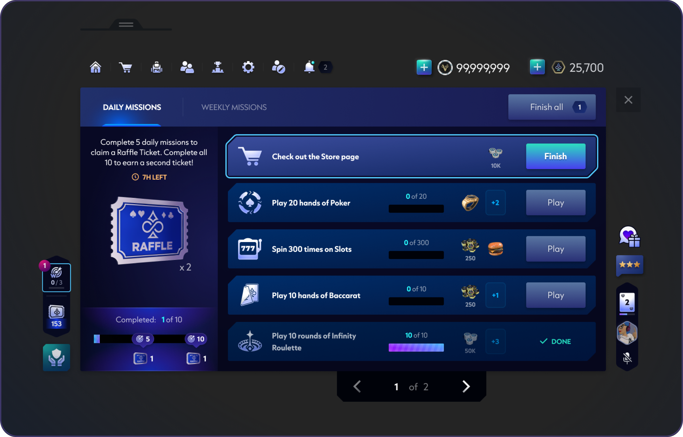Daily Missions interface.