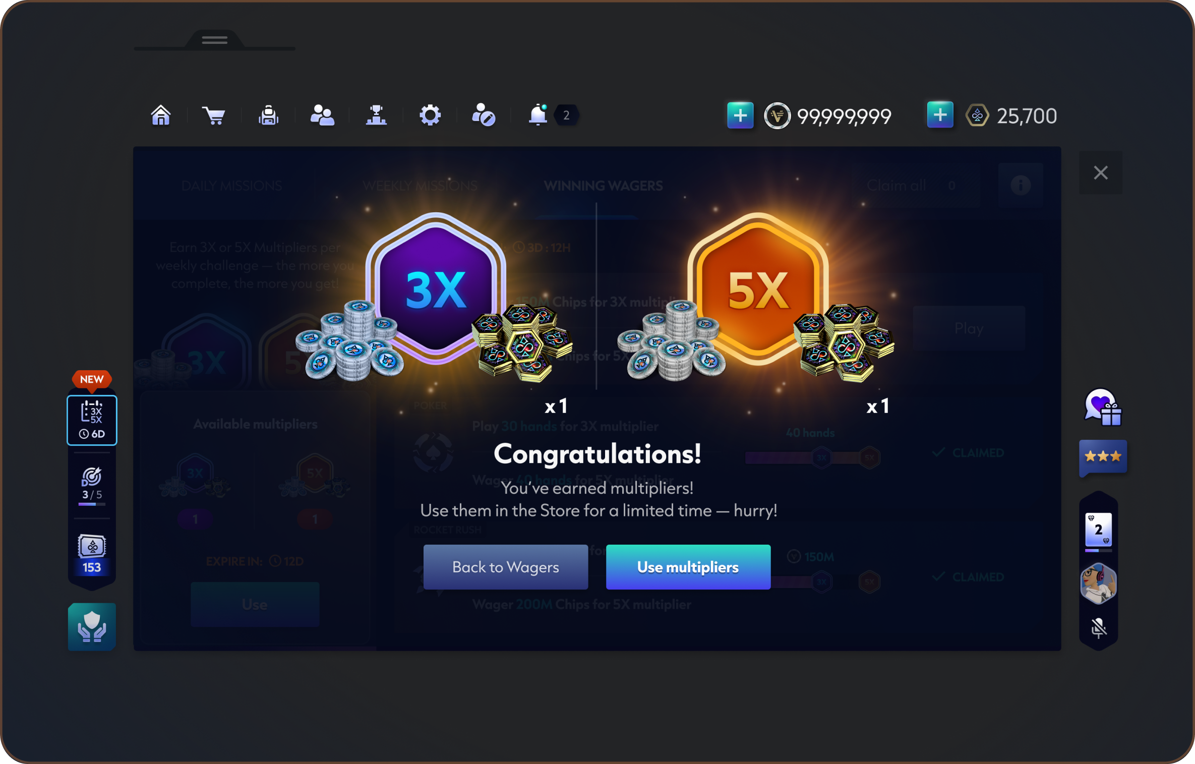 Winning Wagers multiplier rewards concept.