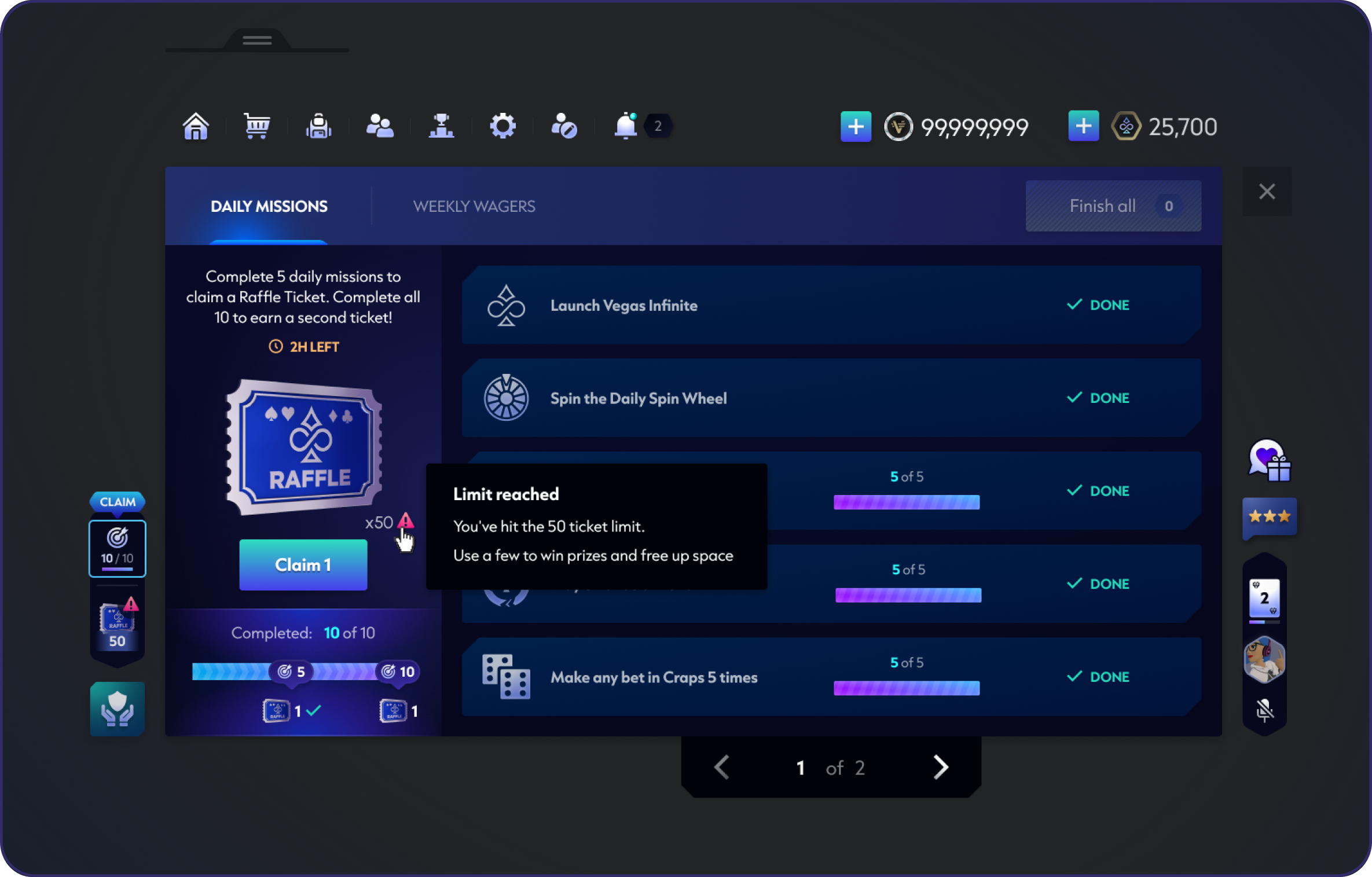 Mission system edge-case screens.