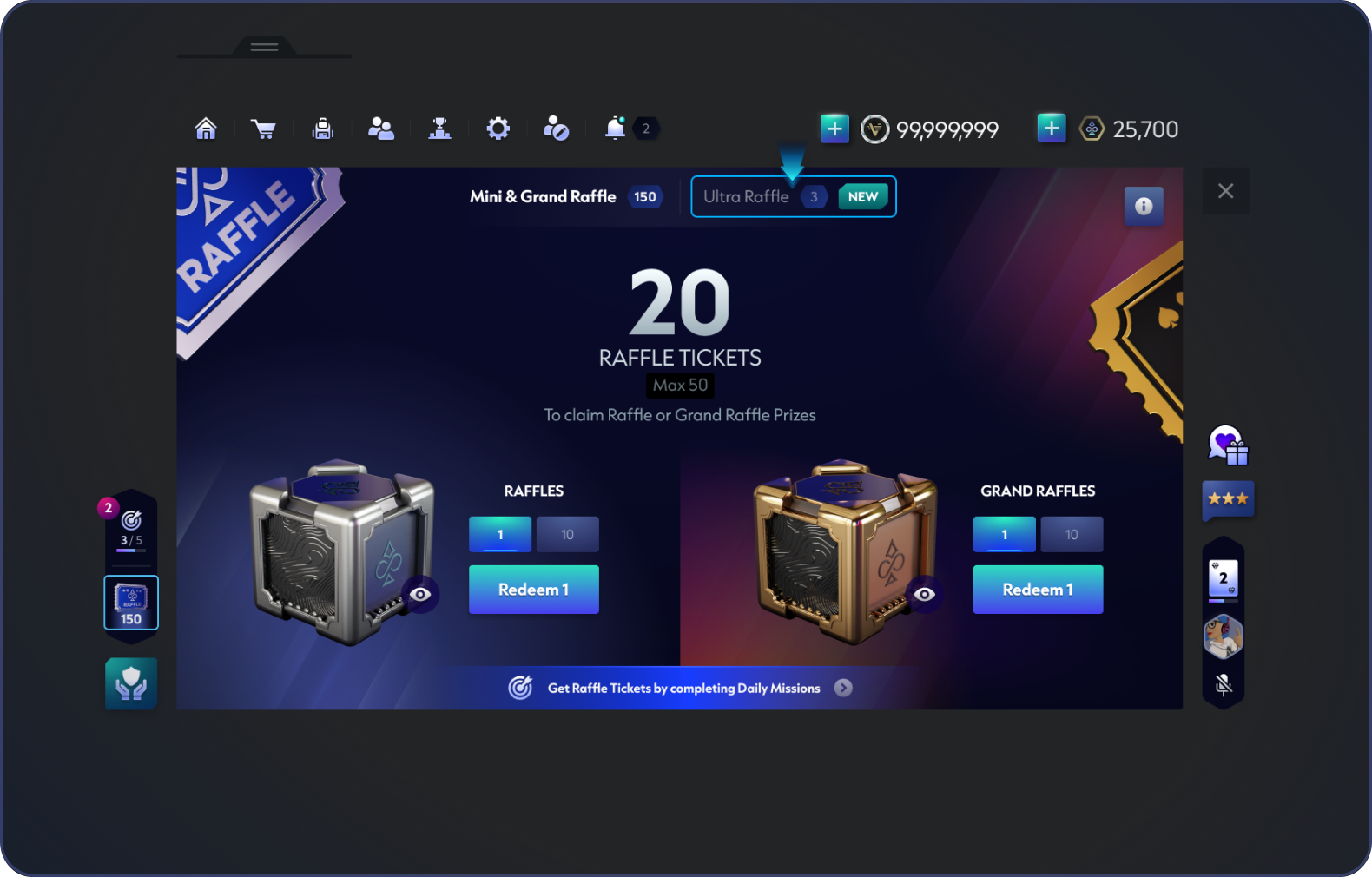 Raffle tickets and prize redemption integrated into the Watch navigation.
