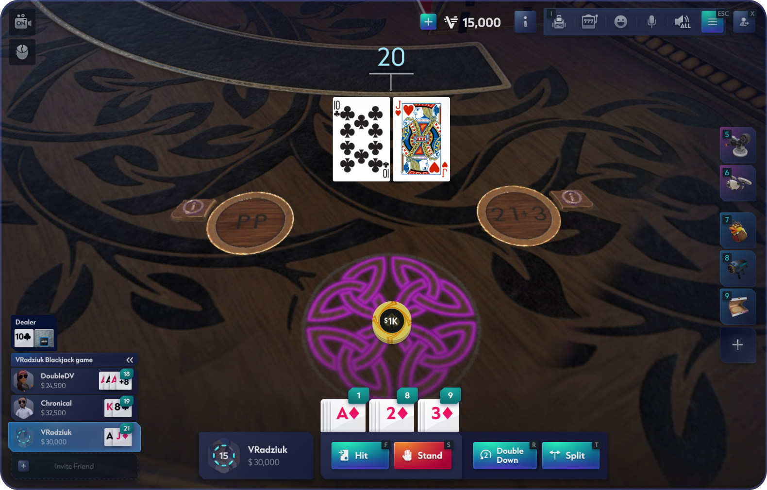 PC game interface showing desktop navigation and input controls.